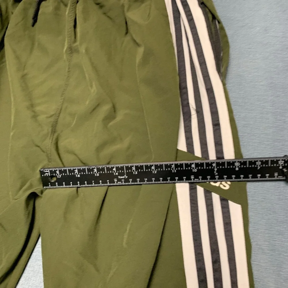 Adidas Track Pants Mens XL Green 3 Stripes Performance Gym Drawstring Waist